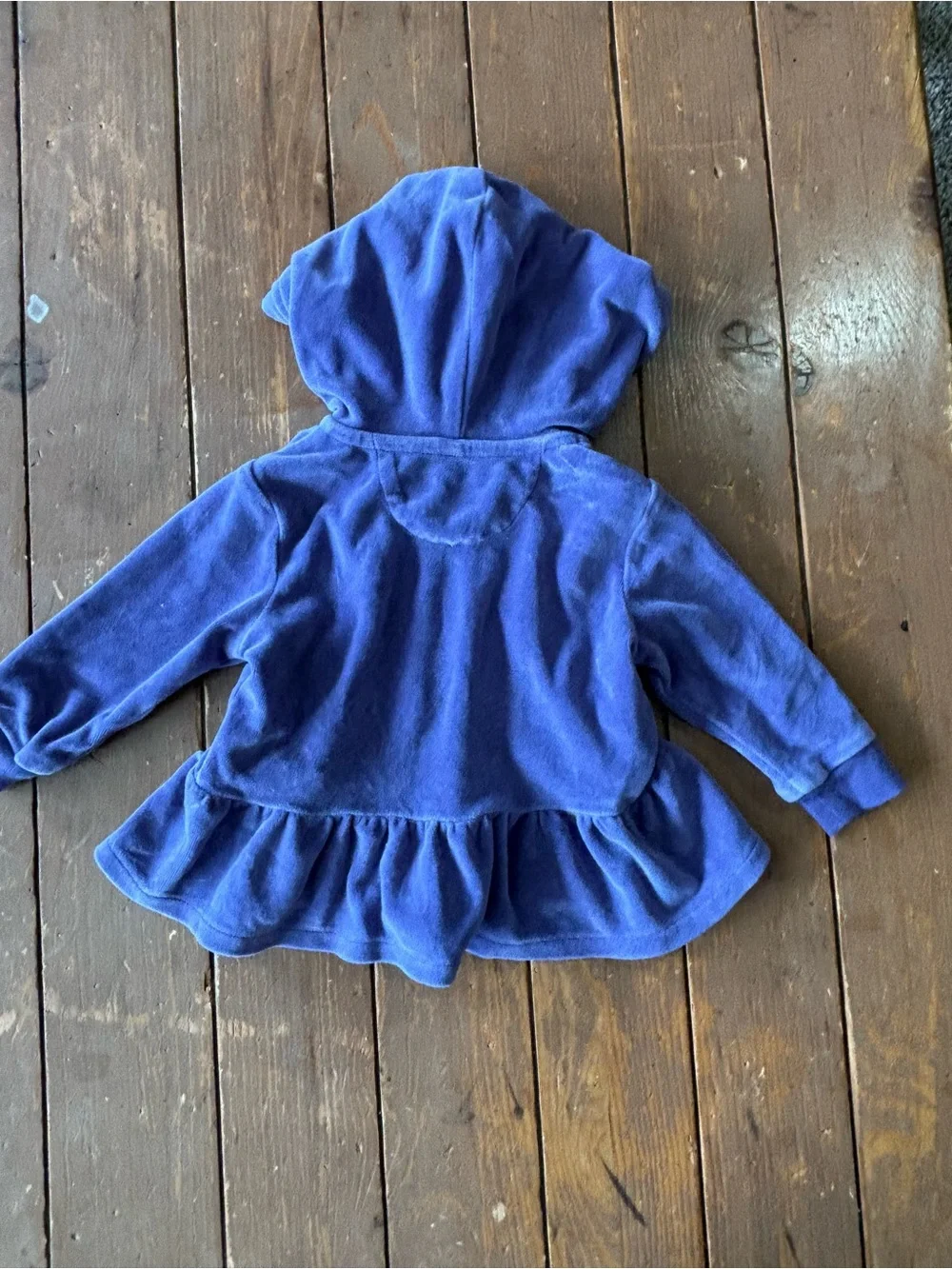 Ralph Lauren Girls' Hooded Velour Peplum Zip Jacket